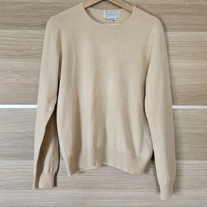 Saks Fifth Avenue Folio 100% Cashmere Sweater Women’s Medium Beige Crewneck